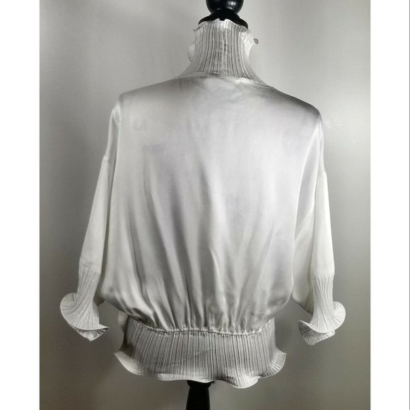 Givenchy Frilled High-Neck Women's White Blouse Size 36 NWOT - Picture 3 of 8